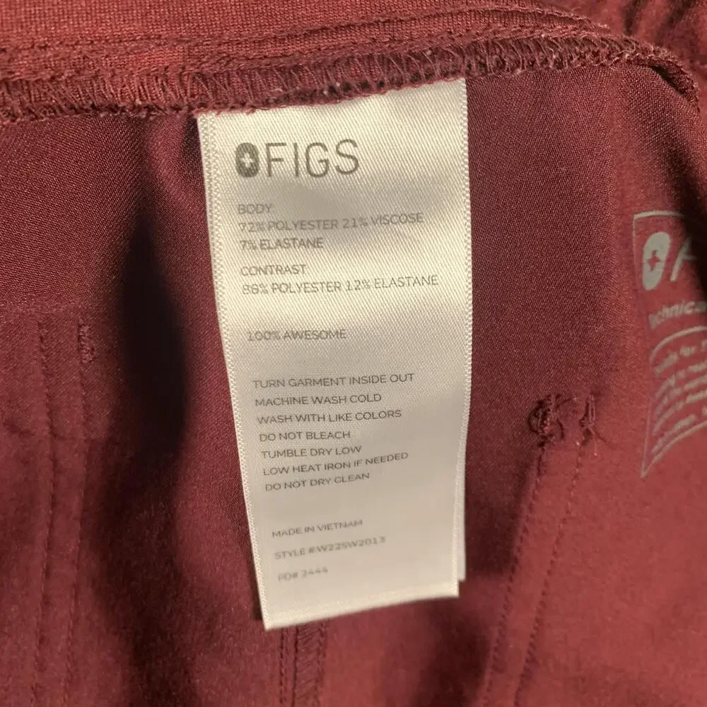 FIGS Pants Mens 41x29 Red Technical Collection Scrub Cargo Elastic Waist Pockets